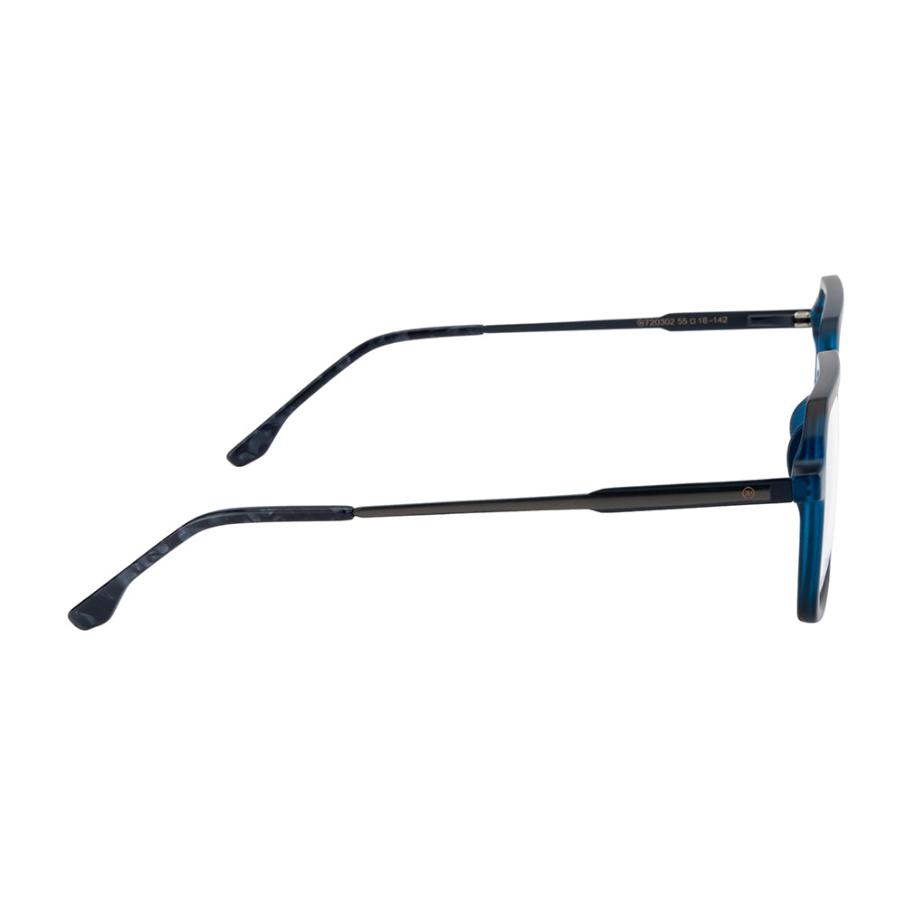 Knight Horse Full Rim Eyeglasses – Blue Gloss Front, Metal Temples, Spring Hinges