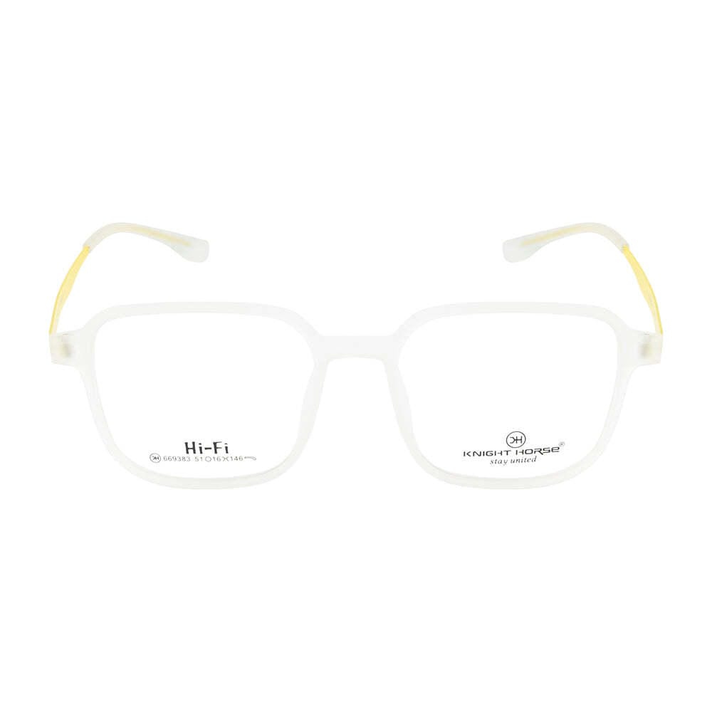 Knight Horse Transparent Matte Square Frame - TR90 Front & Metal Sides (Yellow Color)