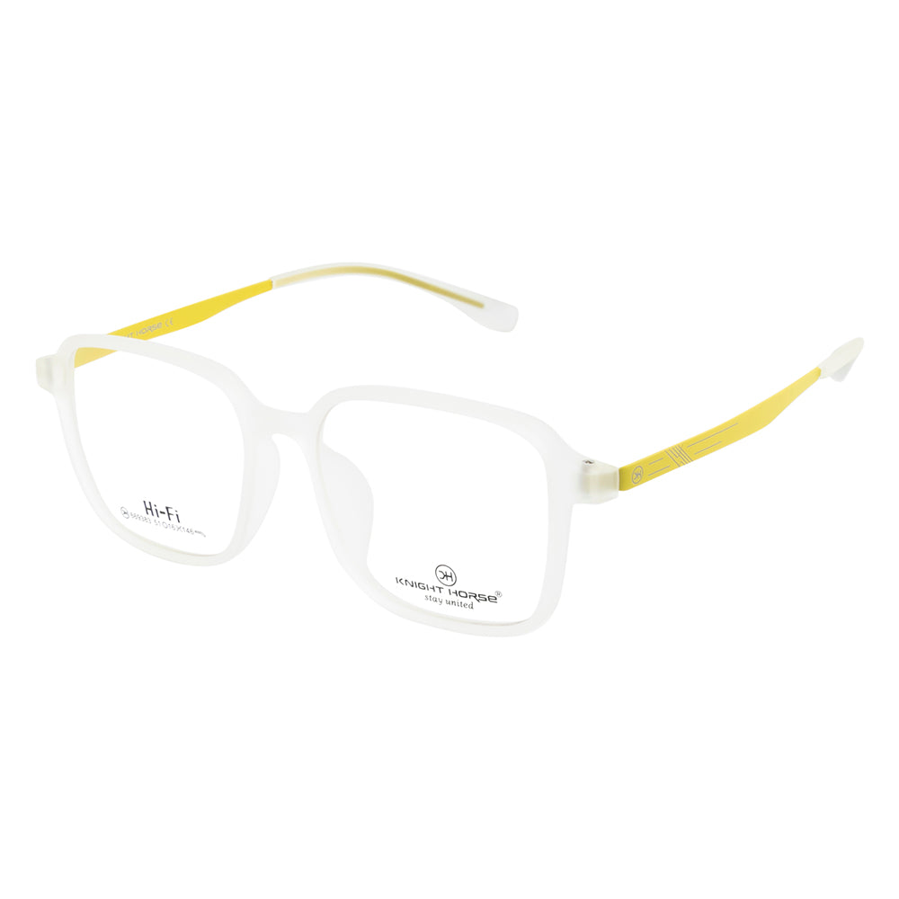 Knight Horse Transparent Matte Square Frame - TR90 Front & Metal Sides (Yellow Color)