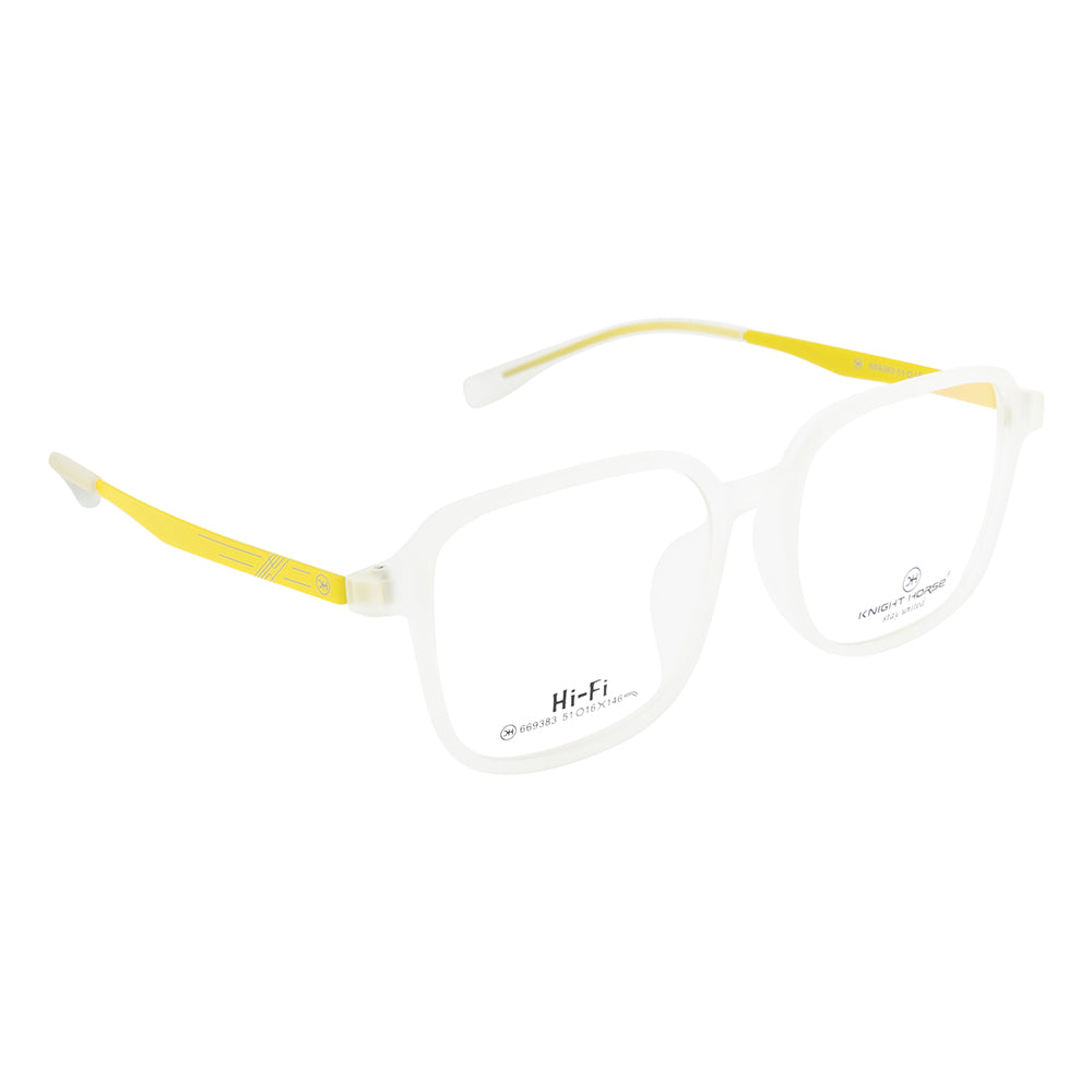 Knight Horse Transparent Matte Square Frame - TR90 Front & Metal Sides (Yellow Color)