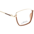 Knight Horse Classic Half TR Rim Glasses – Gold Metal Frame with Brown Accents