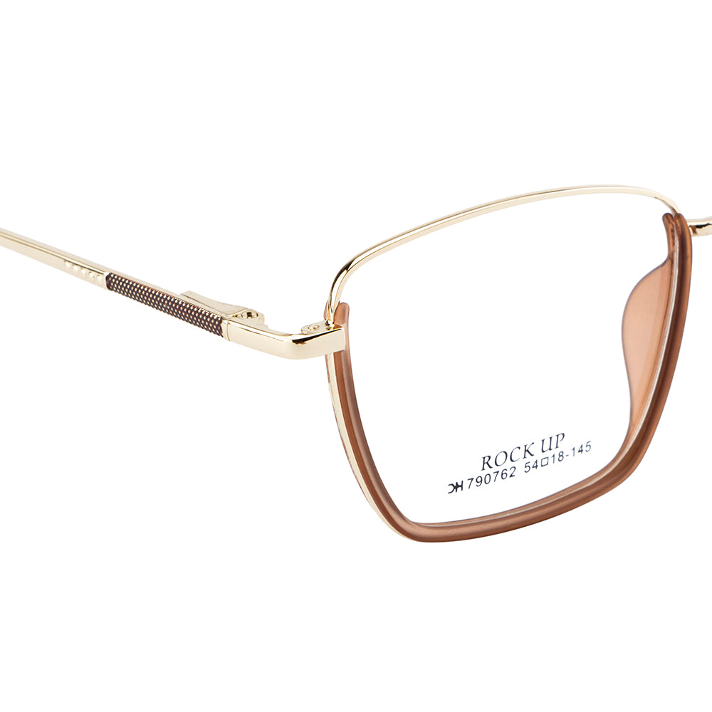 Knight Horse Classic Half TR Rim Glasses – Gold Metal Frame with Brown Accents