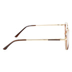 Knight Horse Classic Half TR Rim Glasses – Gold Metal Frame with Brown Accents