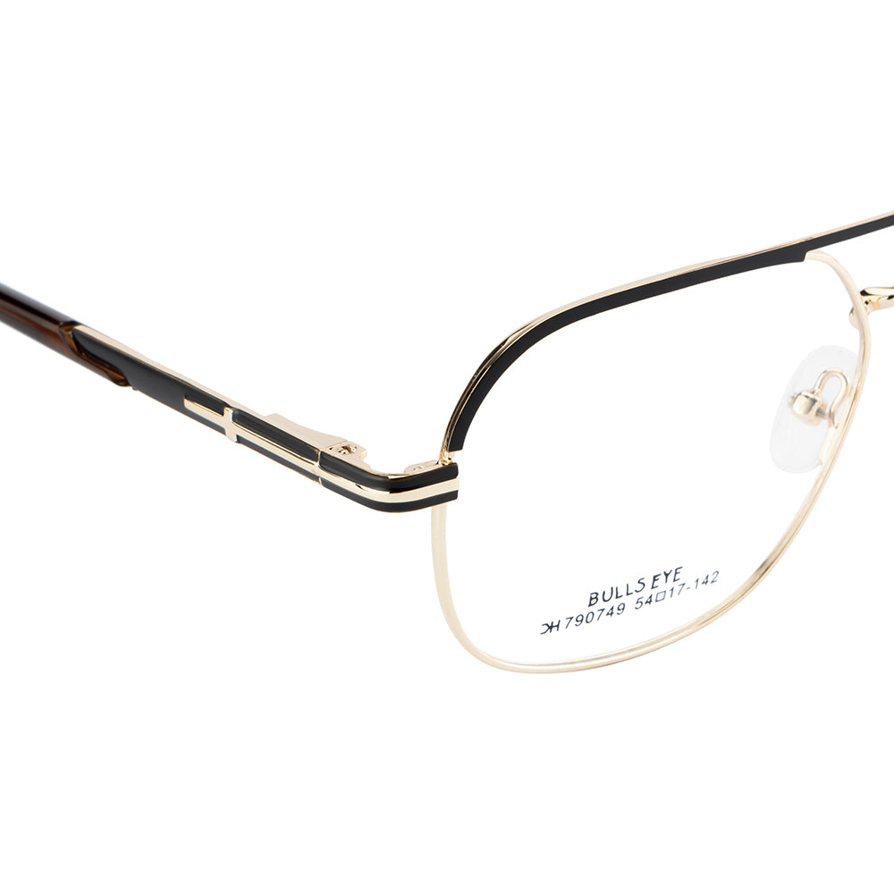 Knight Horse Dual-Bar Designer Eyeglasses – Gold & Black Metal Frame