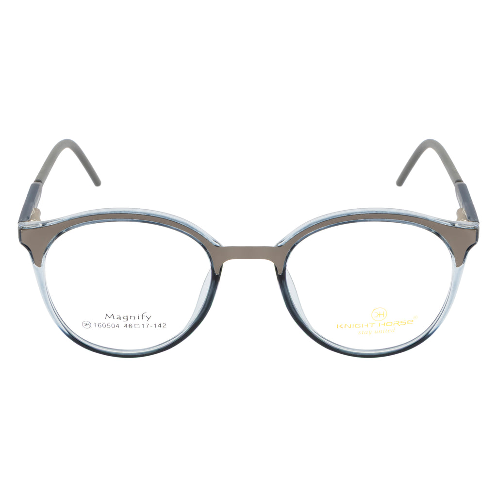 Stylish Round Frame – Grey |Unisex|with Spring Hinges