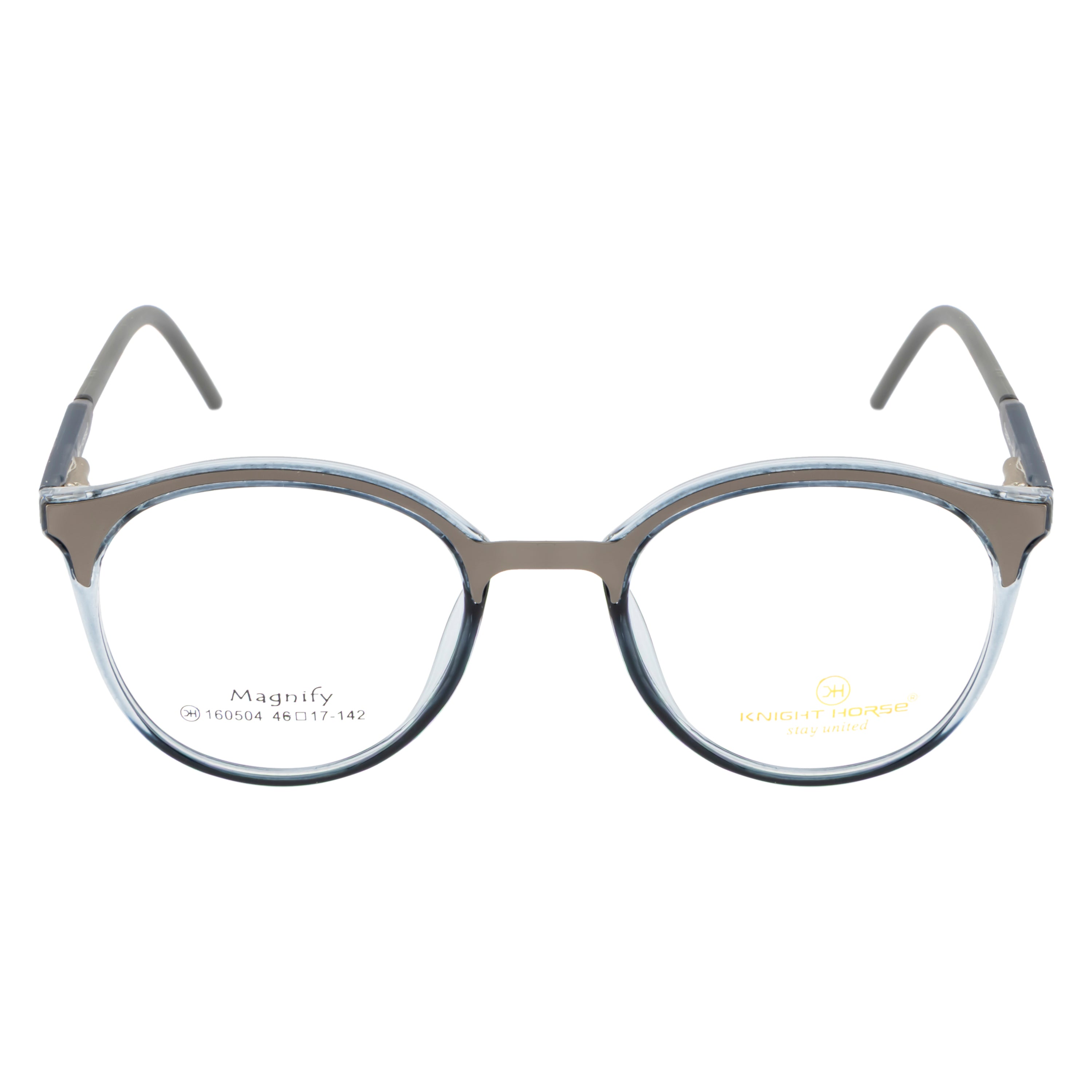 Stylish Round Frame – Grey |Unisex|with Spring Hinges