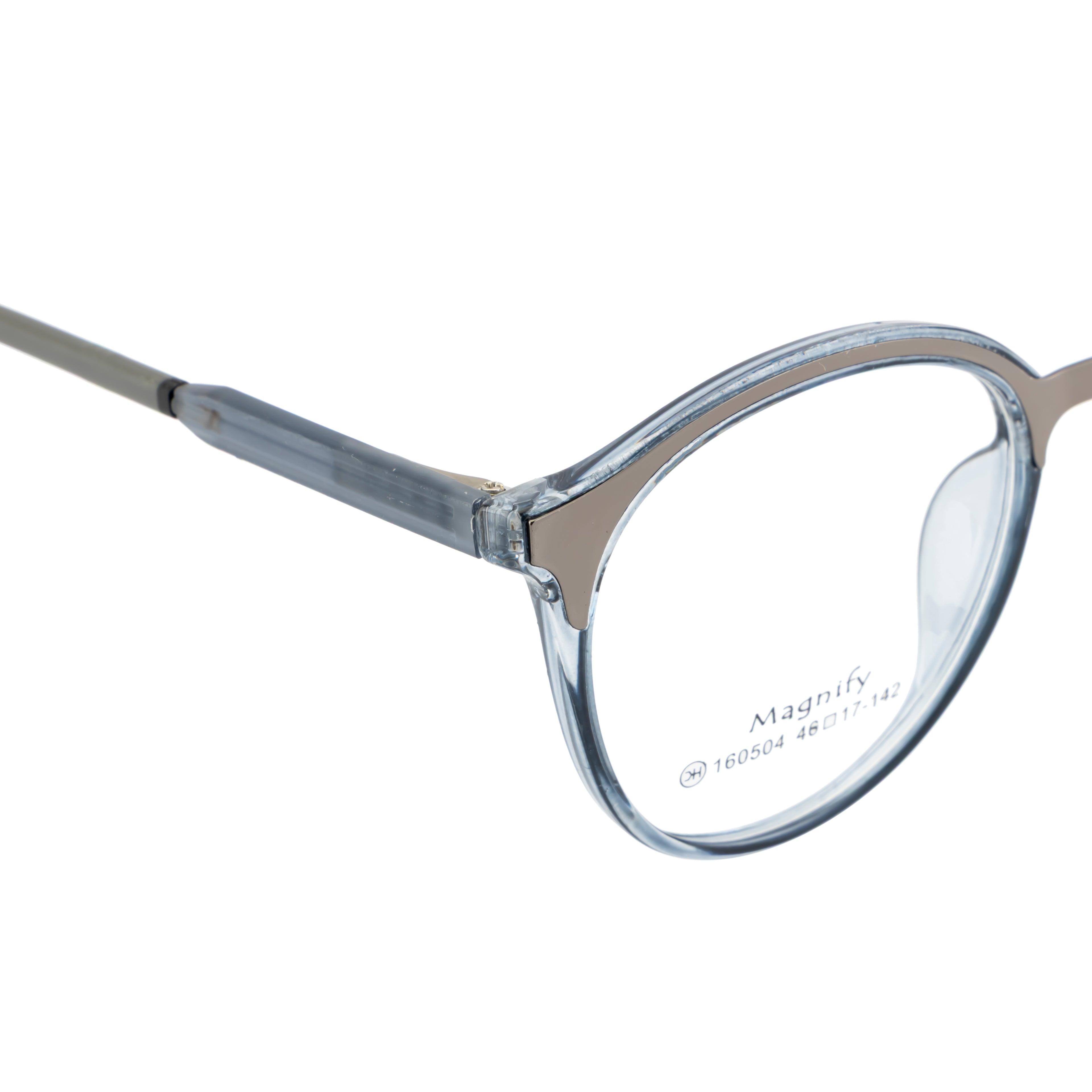 Stylish Round Frame – Grey |Unisex|with Spring Hinges