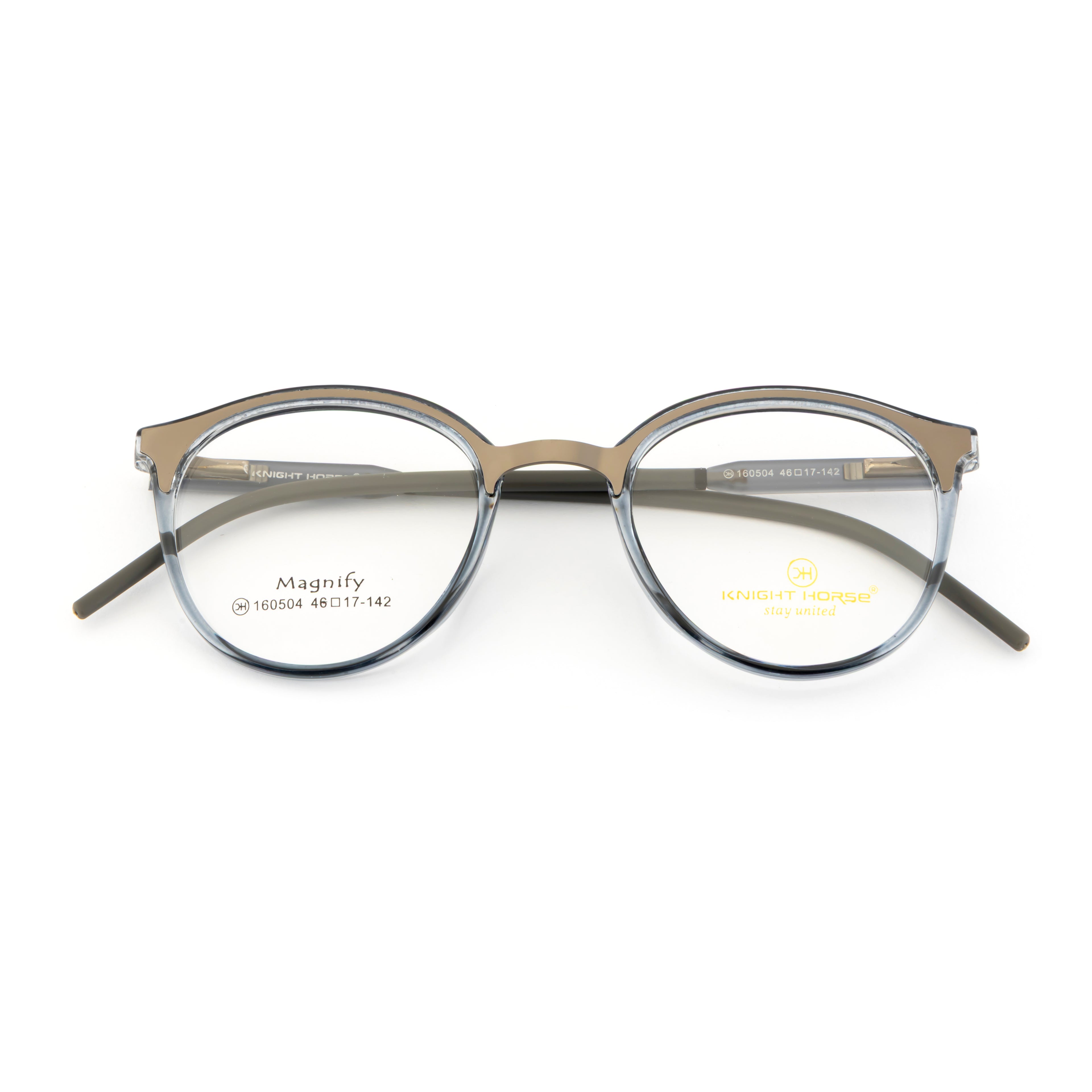 Stylish Round Frame – Grey |Unisex|with Spring Hinges
