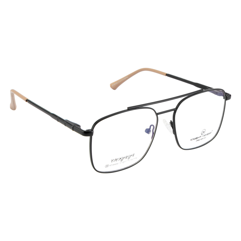 Men’s Optical Frame -Metal Frame with Double Bridge | Black Color | Flexible Spring Temples