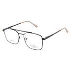 Men’s Optical Frame -Metal Frame with Double Bridge | Black Color | Flexible Spring Temples