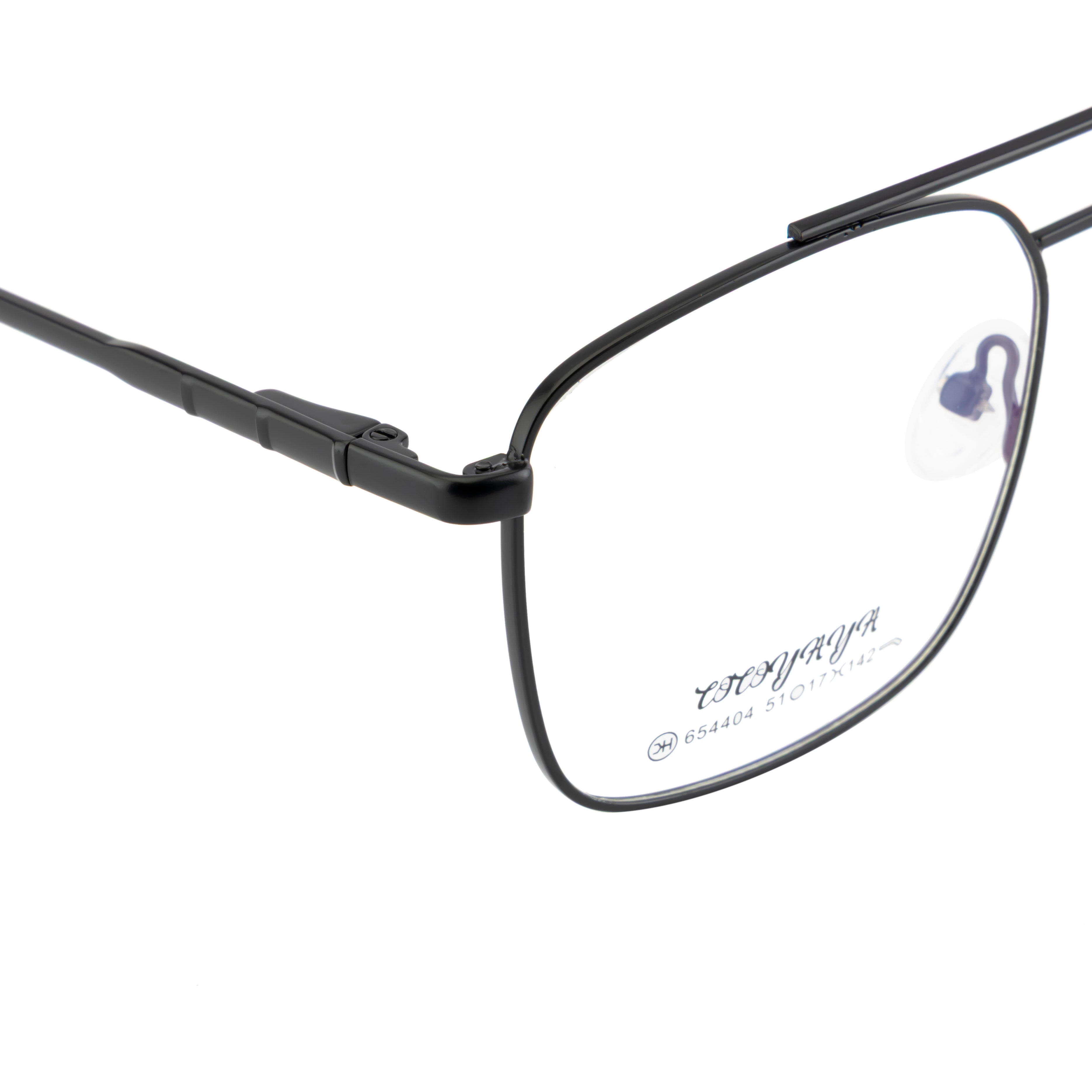 Men’s Optical Frame -Metal Frame with Double Bridge | Black Color | Flexible Spring Temples