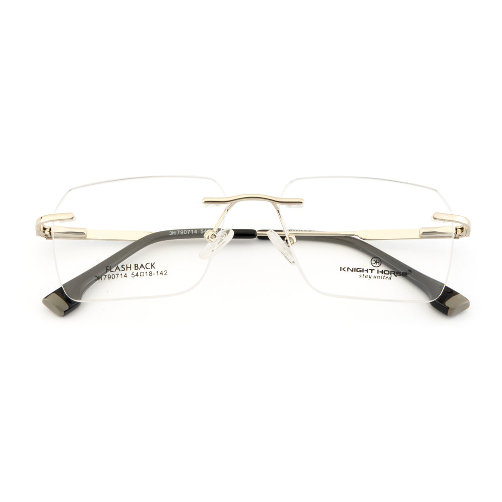 Stylish Rimless Eyeglass Frame with Spring Hinges