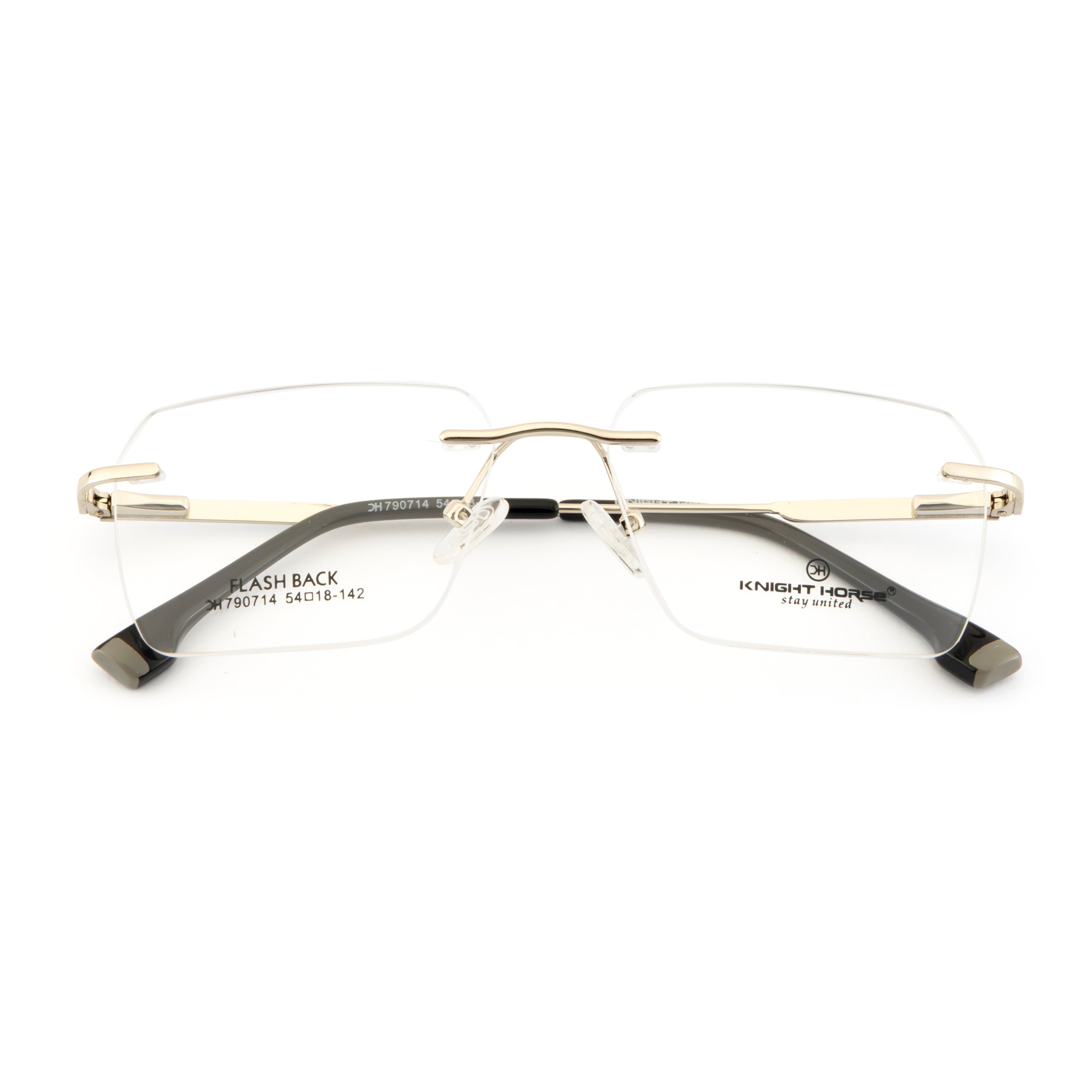 Stylish Rimless Eyeglass Frame with Spring Hinges
