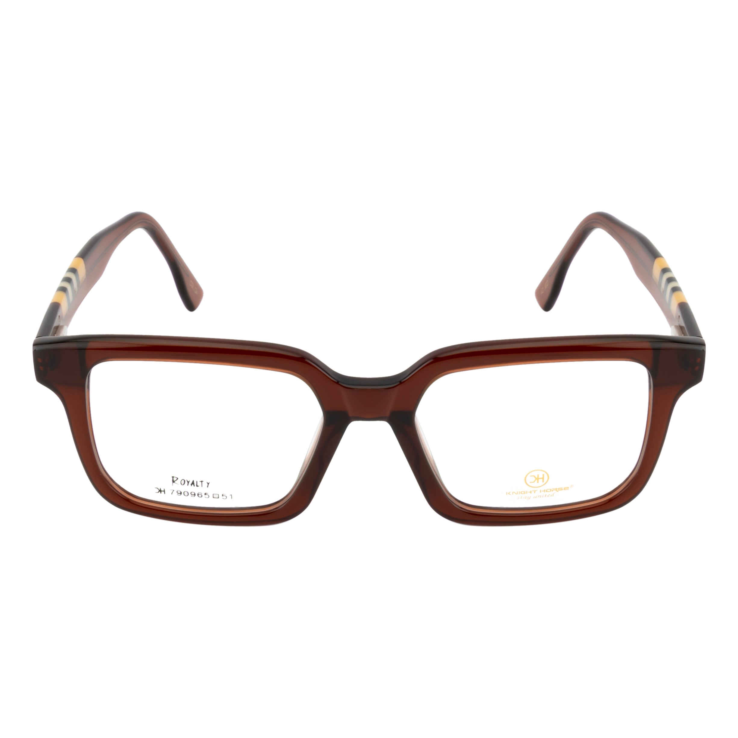 Elegant Brown Square Eyewear Frame – Distinctive Side Style, Unisex