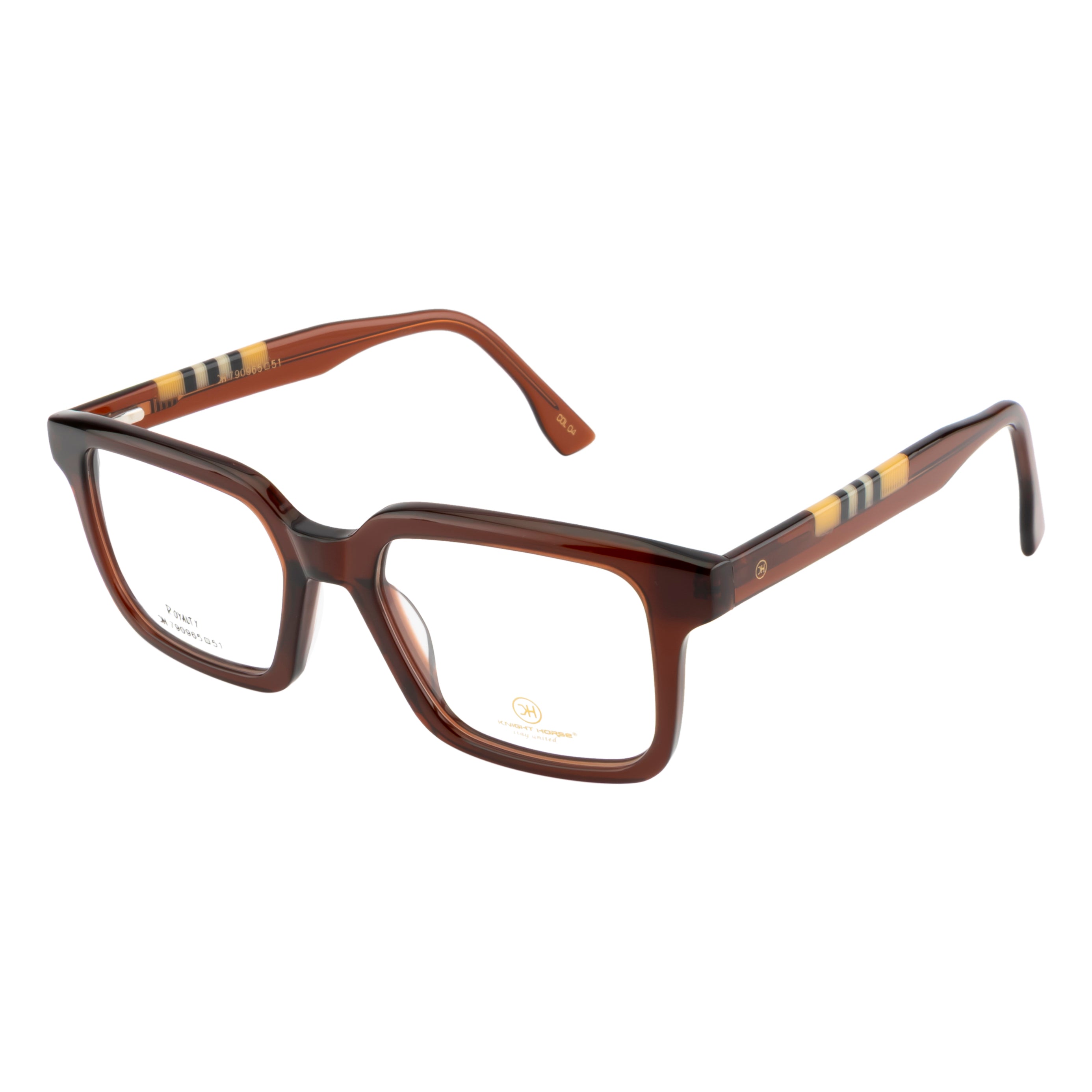 Elegant Brown Square Eyewear Frame – Distinctive Side Style, Unisex