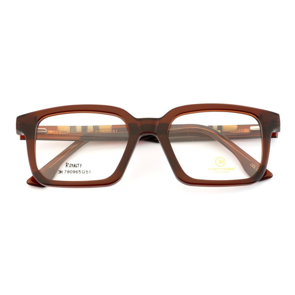 Elegant Brown Square Eyewear Frame – Distinctive Side Style, Unisex