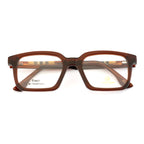 Elegant Brown Square Eyewear Frame – Distinctive Side Style, Unisex