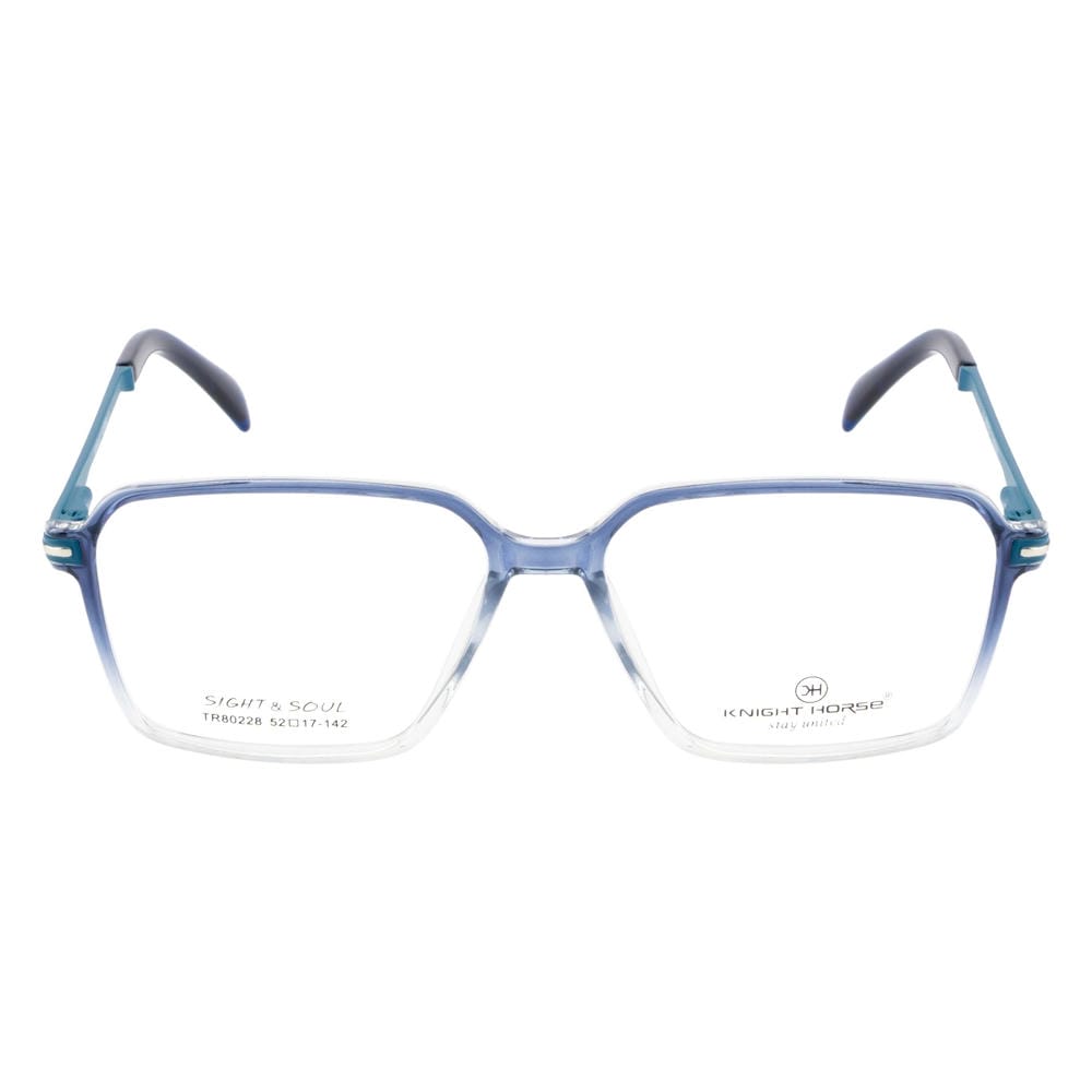 Dual Color Frame – Glossy Blue Front, Transparent Sides, Spring Hinges