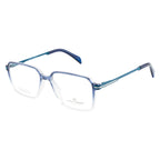 Dual Color Frame – Glossy Blue Front, Transparent Sides, Spring Hinges