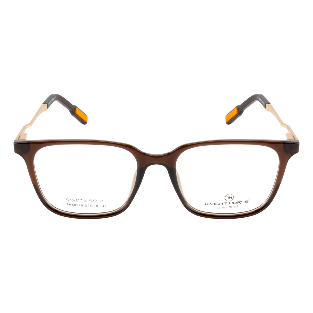 Stylish Square Eyeglass Frame – Brown & Gold Combination