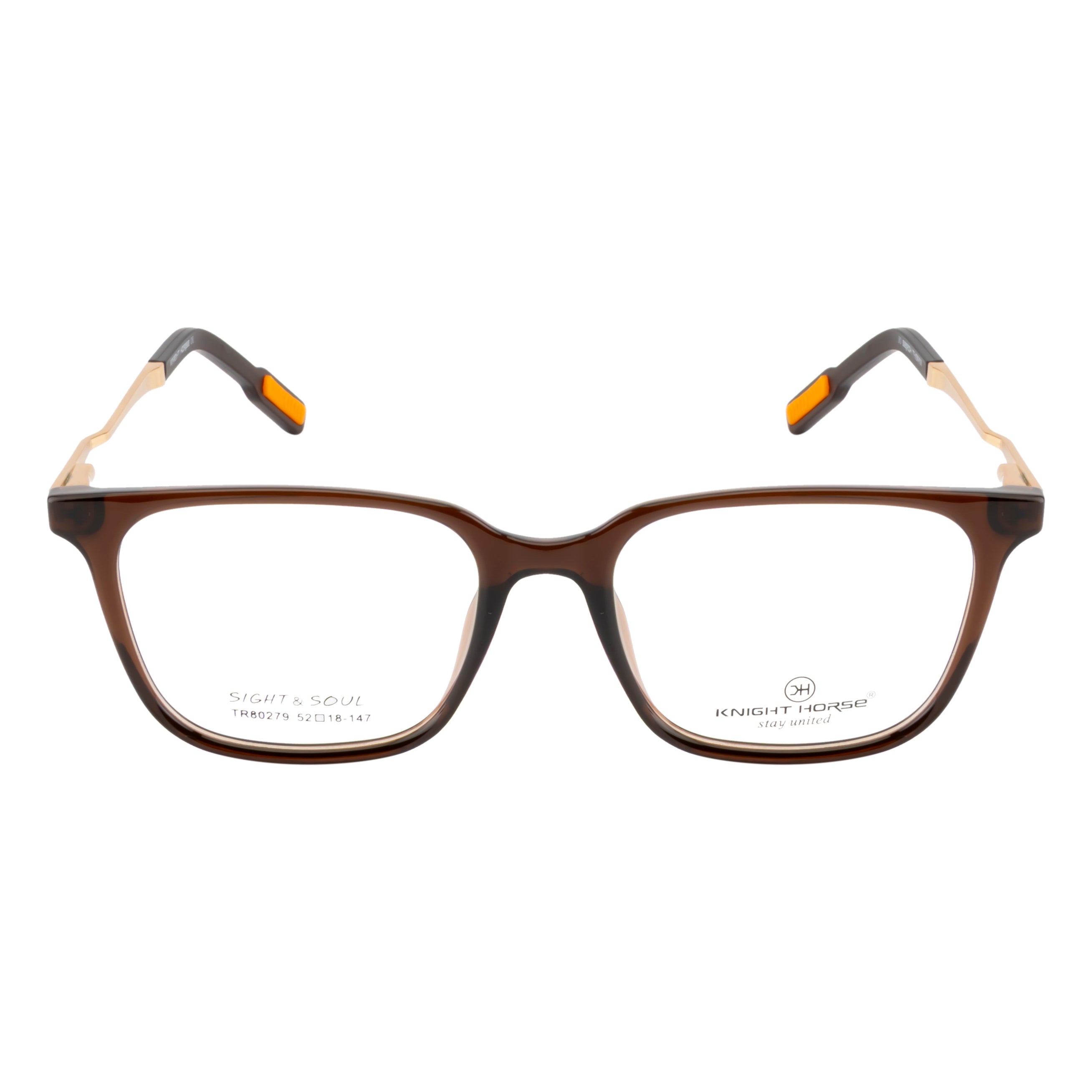 Stylish Square Eyeglass Frame – Brown & Gold Combination