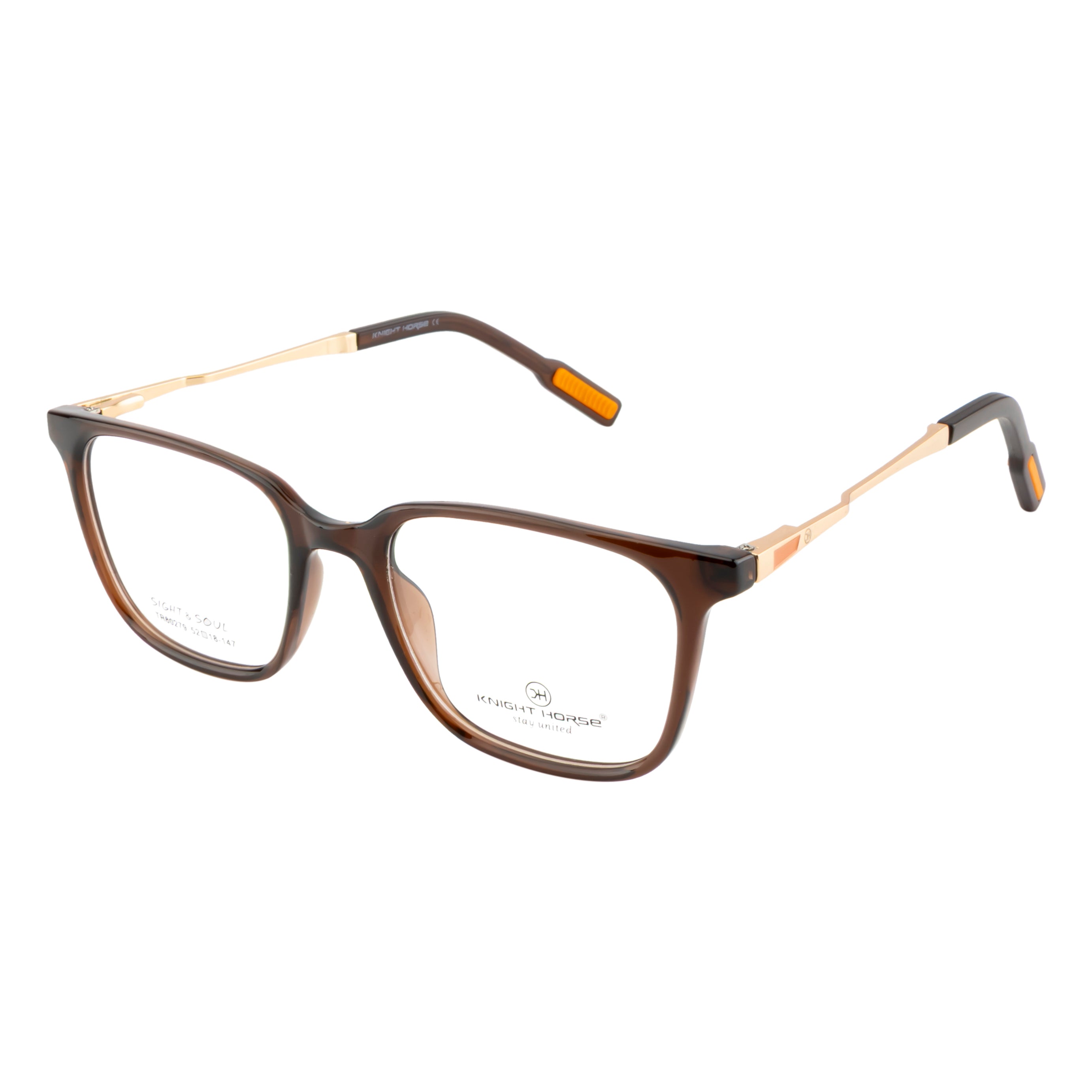 Stylish Square Eyeglass Frame – Brown & Gold Combination