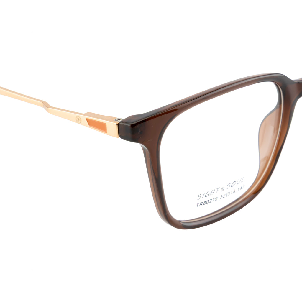 Stylish Square Eyeglass Frame – Brown & Gold Combination