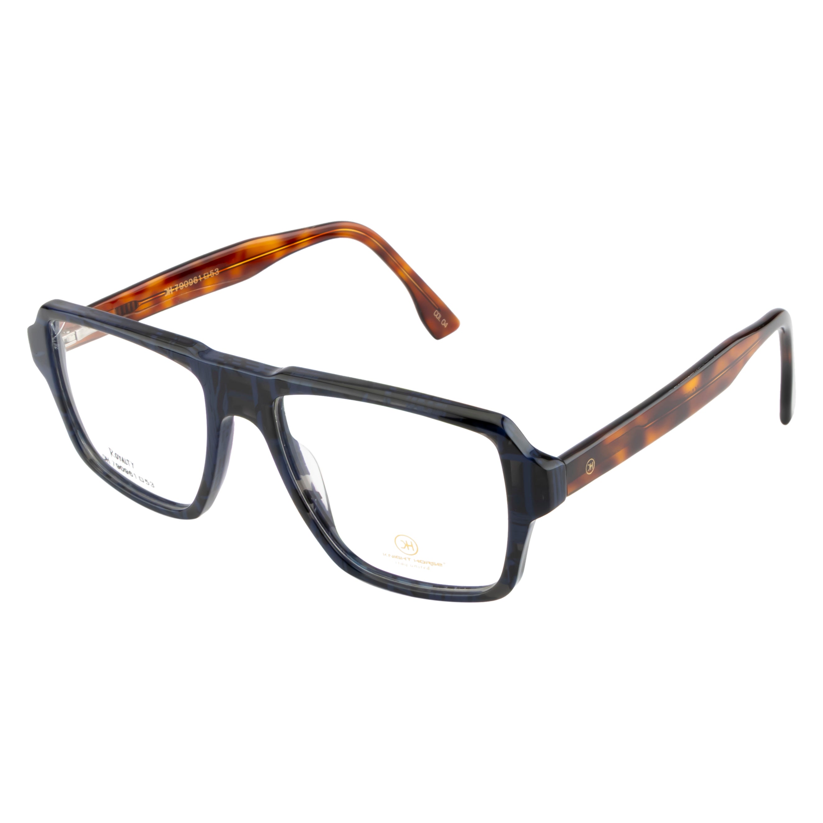 Bold Square Acetate Frame – Unisex Thick‑Side Full‑Rim, Dual‑Tone Finish