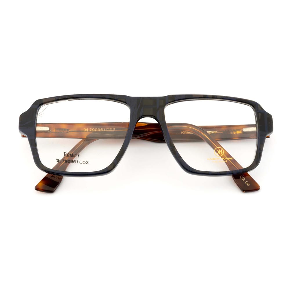 Bold Square Acetate Frame – Unisex Thick‑Side Full‑Rim, Dual‑Tone Finish