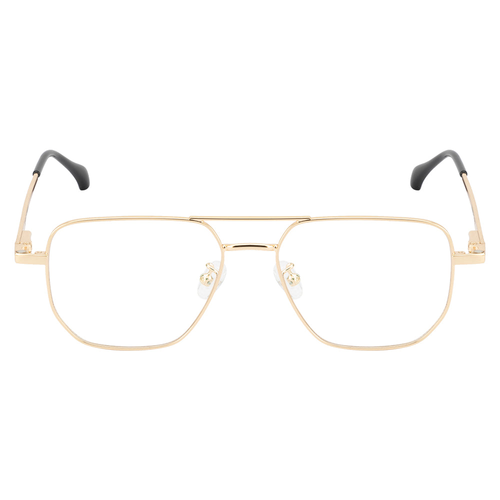 Gold Color Metal Frame with 3 Magnetic Clip-On Lenses | Double Bar Design | Spring Hinges | Unisex