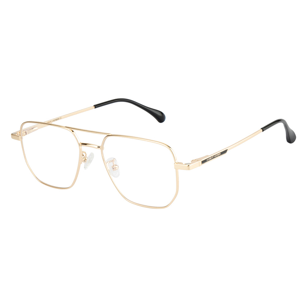 Gold Color Metal Frame with 3 Magnetic Clip-On Lenses | Double Bar Design | Spring Hinges | Unisex