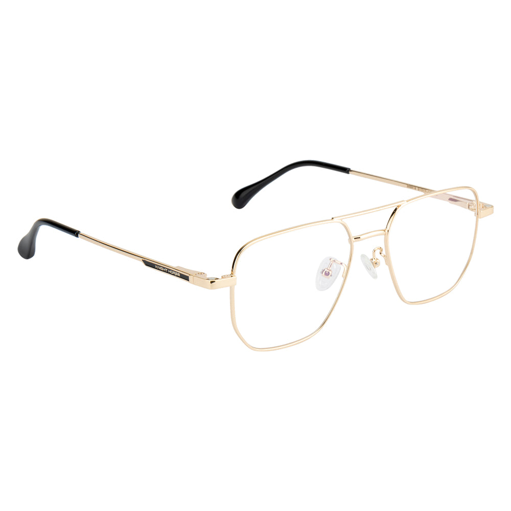 Gold Color Metal Frame with 3 Magnetic Clip-On Lenses | Double Bar Design | Spring Hinges | Unisex