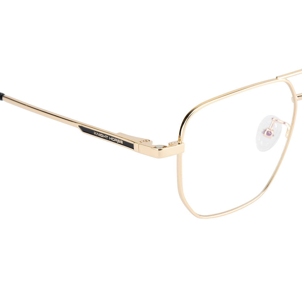Gold Color Metal Frame with 3 Magnetic Clip-On Lenses | Double Bar Design | Spring Hinges | Unisex