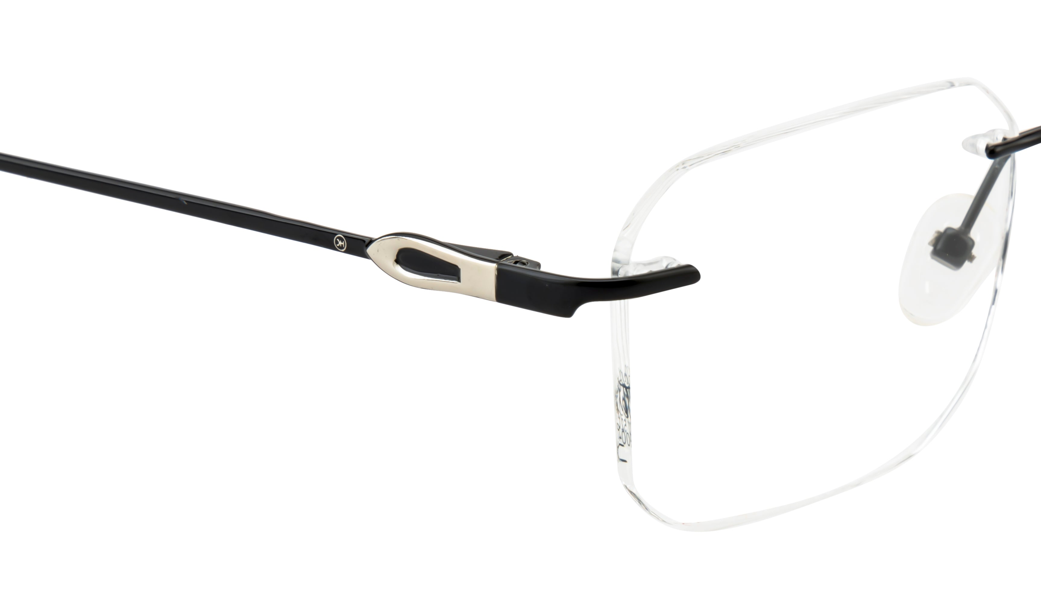 Knight Horse Square Rimless Frame with Flexible Metal Temples – Black