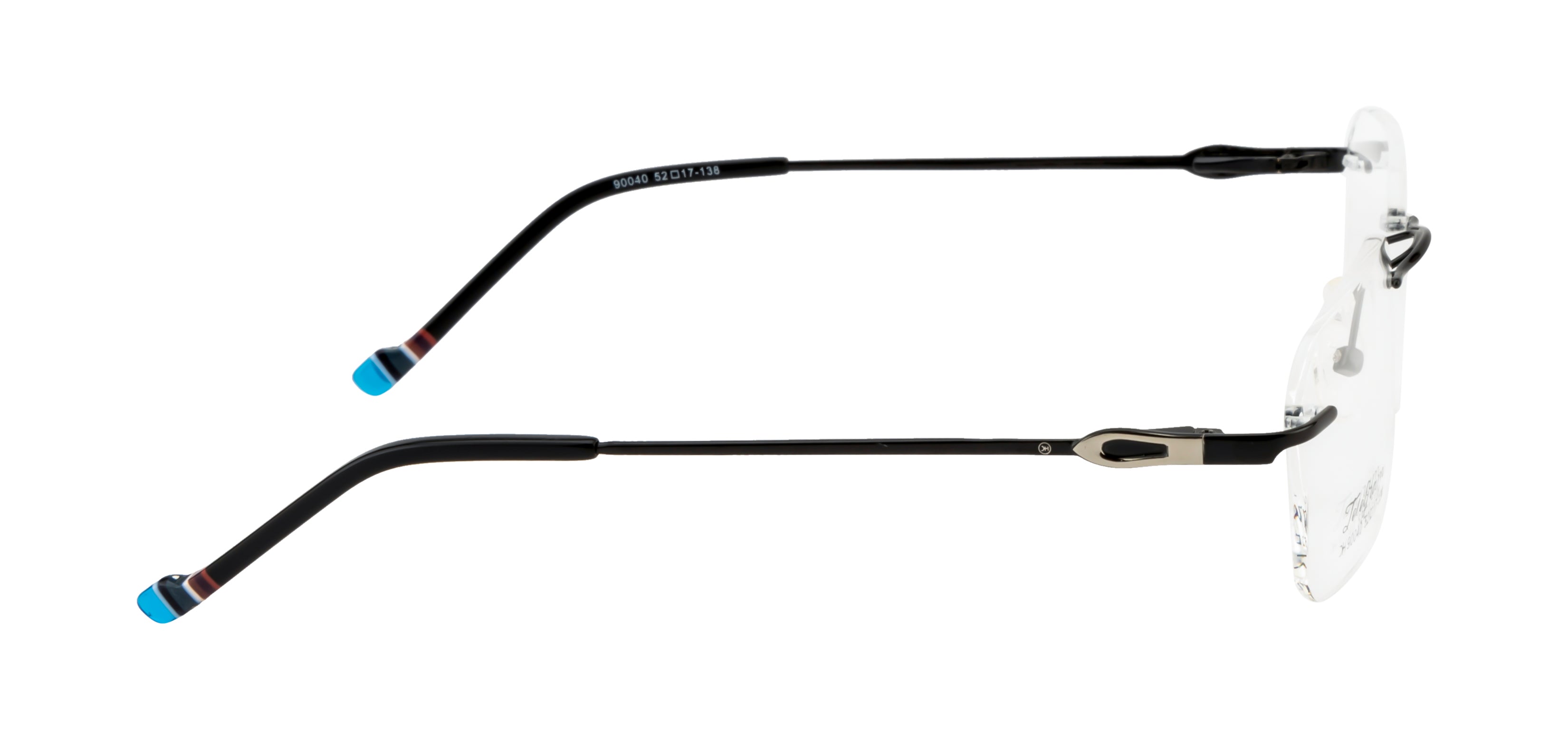 Knight Horse Square Rimless Frame with Flexible Metal Temples – Black