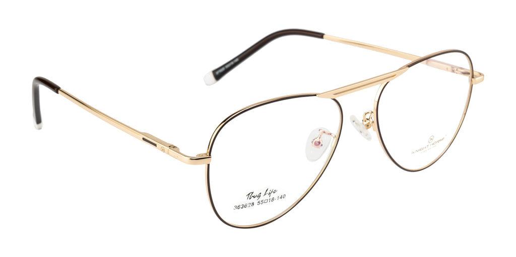 Premium Full Metal Eyewear In Gold With Brown Accents