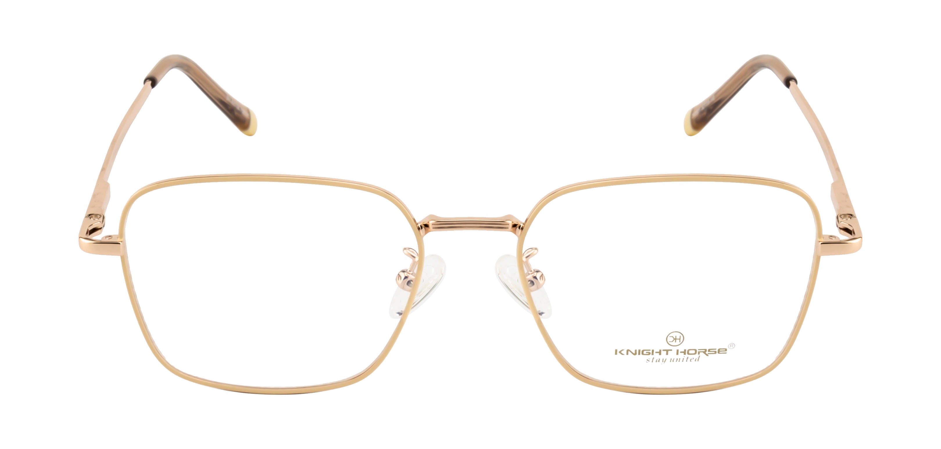 Knight Horse Metal Eyewear Frame - Gold & Beige