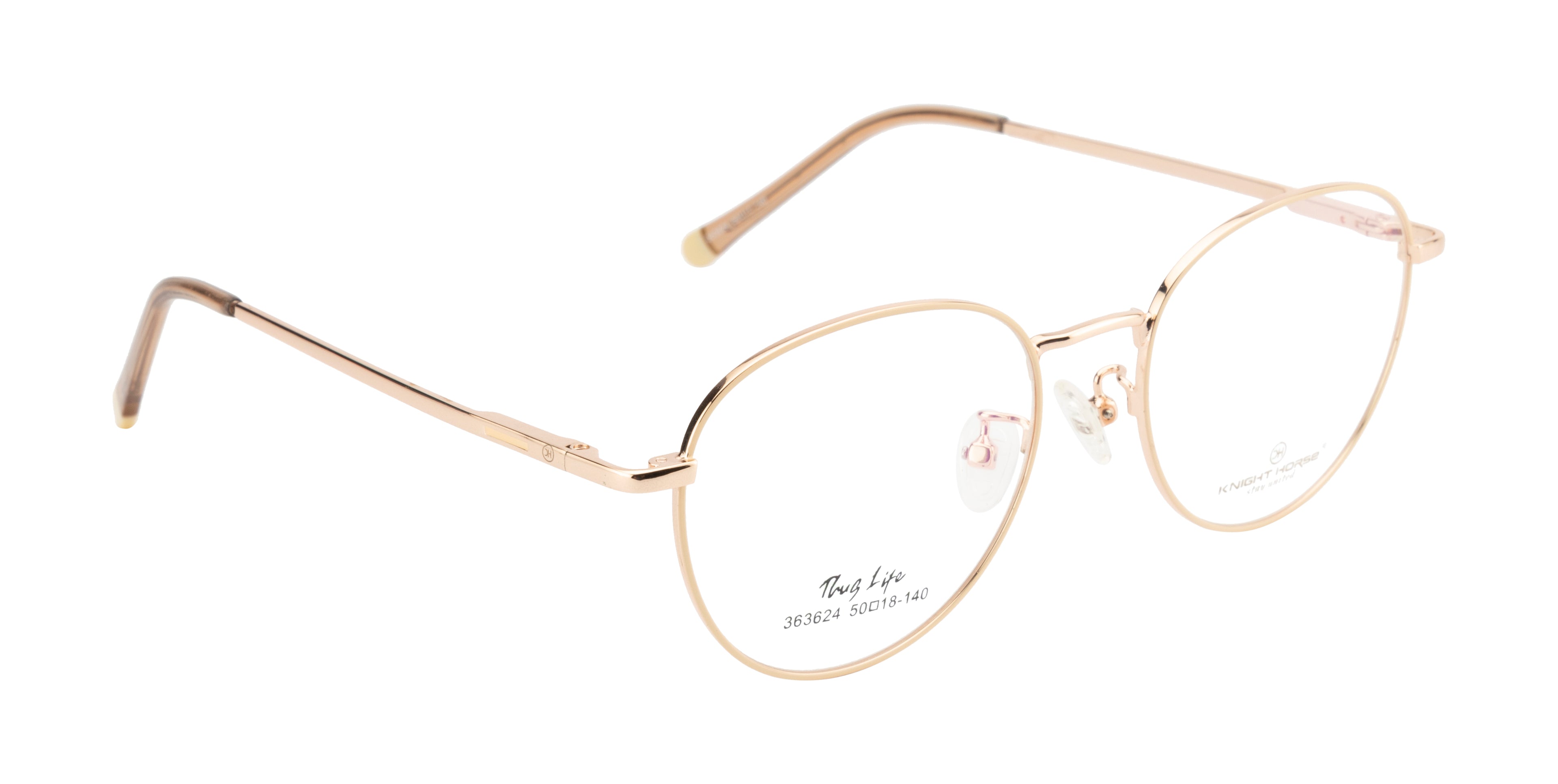 Golden Aura Elegance: Round Metal Eyewear Frame
