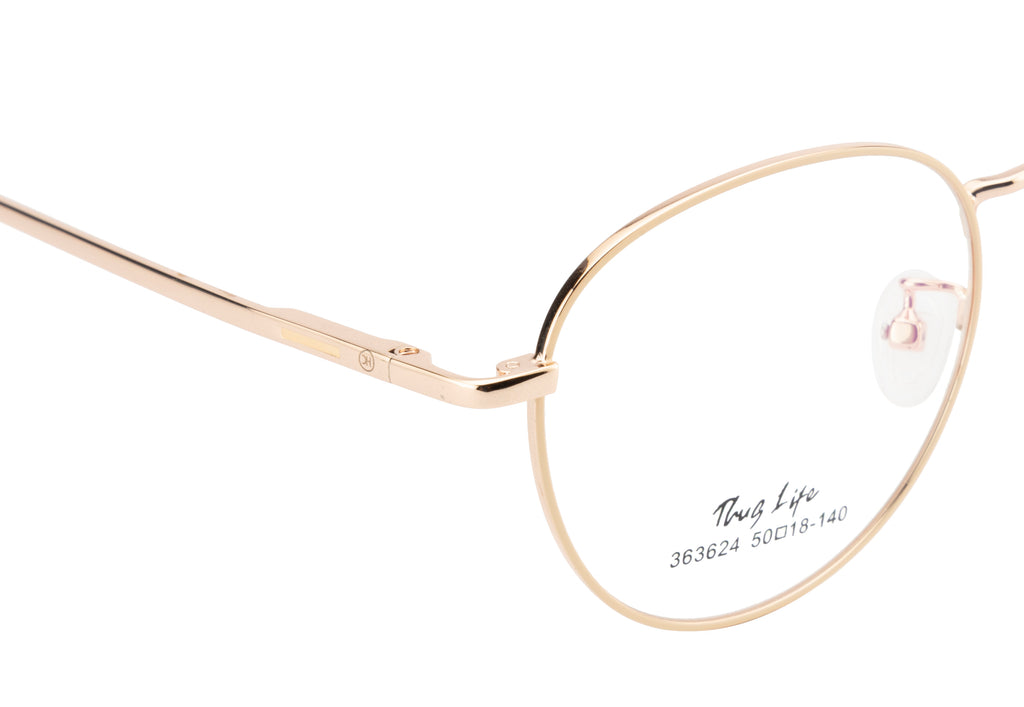 Golden Aura Elegance: Round Metal Eyewear Frame