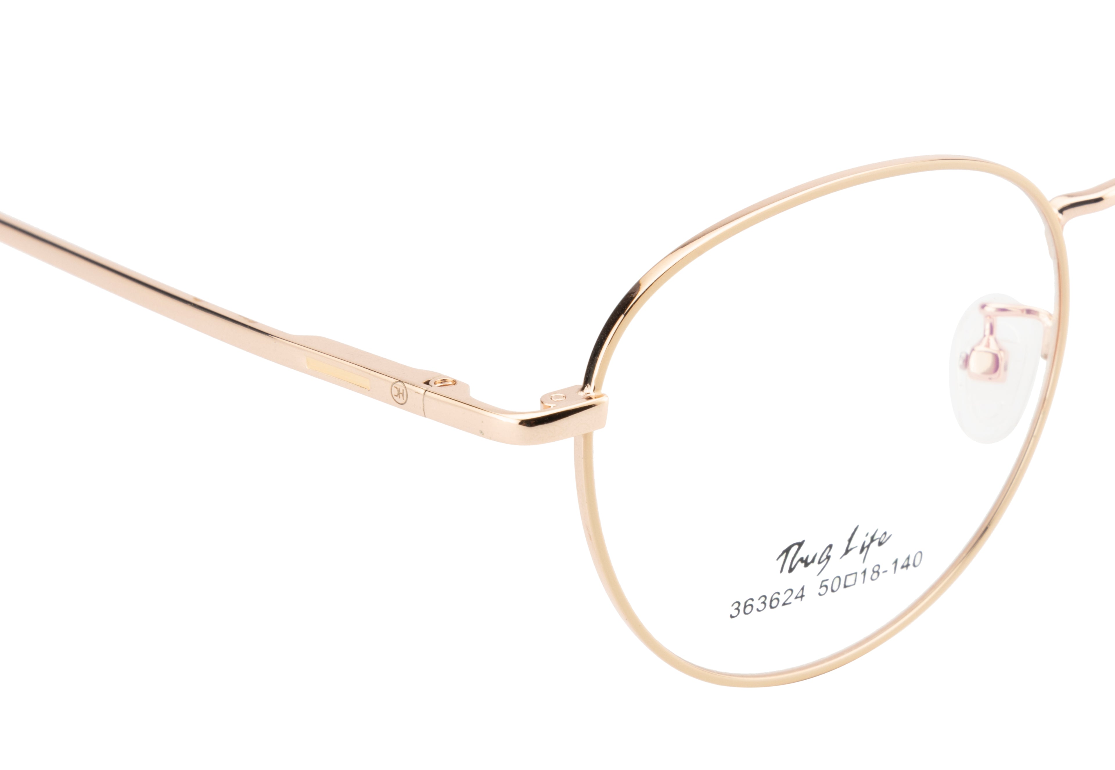 Golden Aura Elegance: Round Metal Eyewear Frame