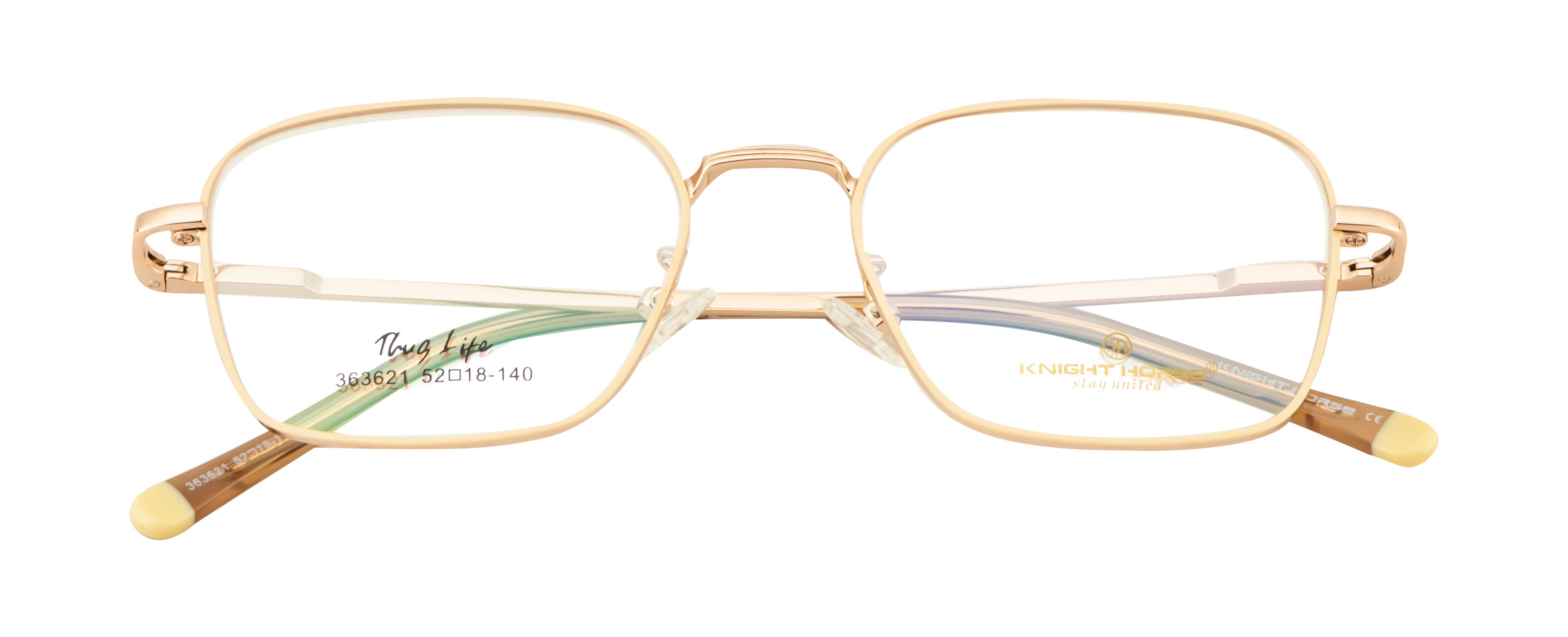 Knight Horse Metal Eyewear Frame - Gold & Beige