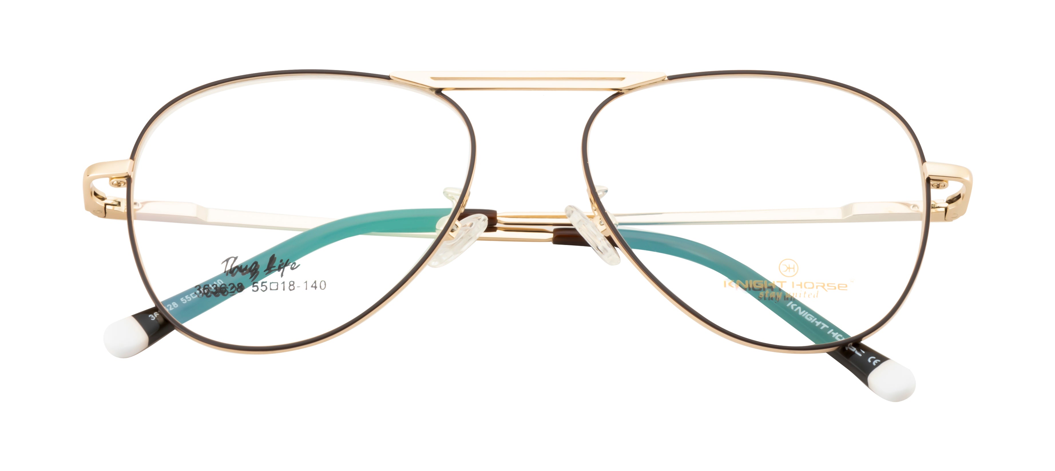 Premium Full Metal Eyewear In Gold With Brown Accents