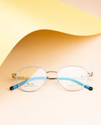 Premium Blue-Silver Eyewear With Dynamic Spring Hinge