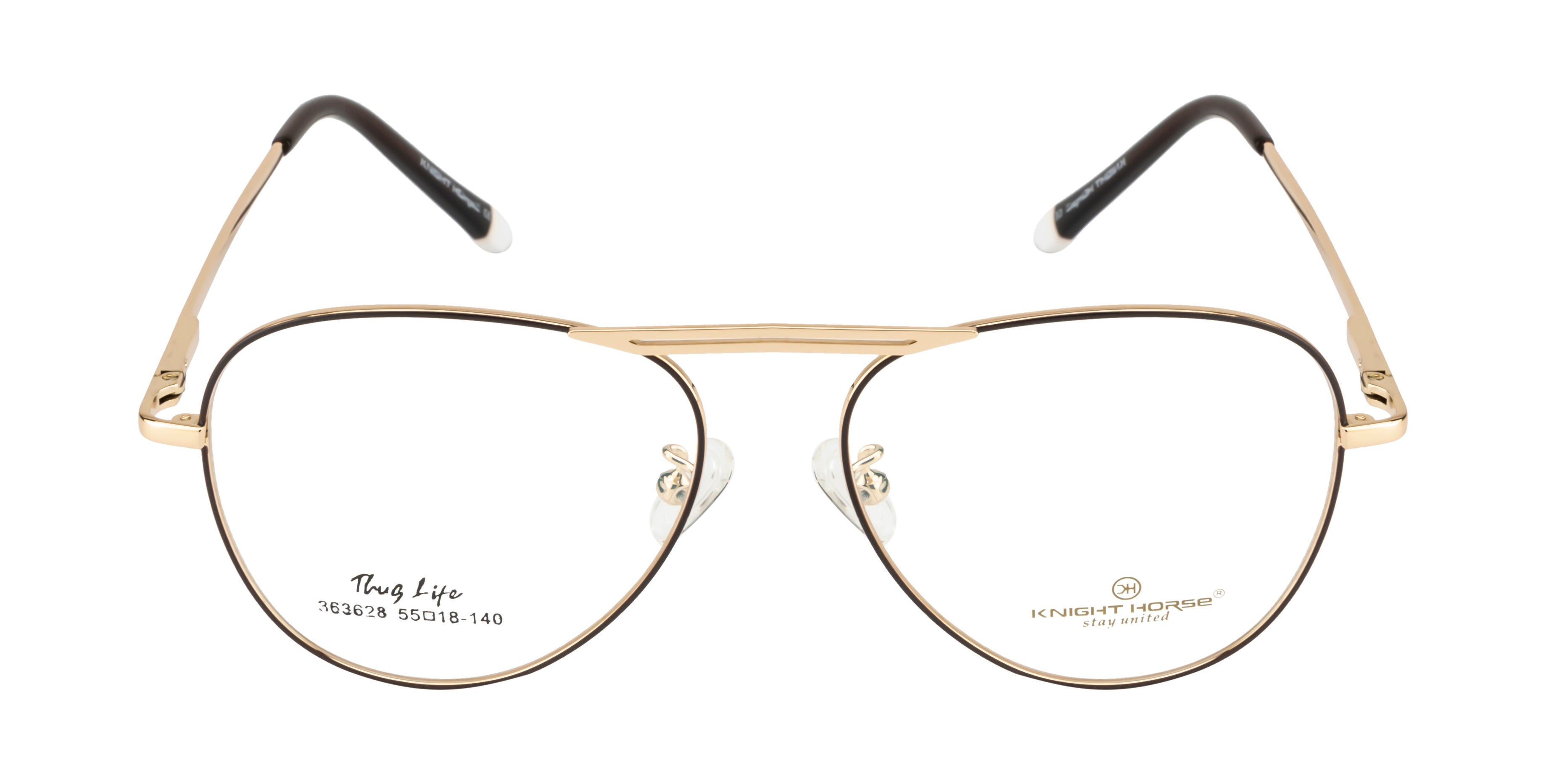 Premium Full Metal Eyewear In Gold With Brown Accents