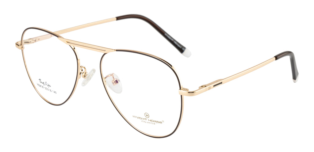 Premium Full Metal Eyewear In Gold With Brown Accents