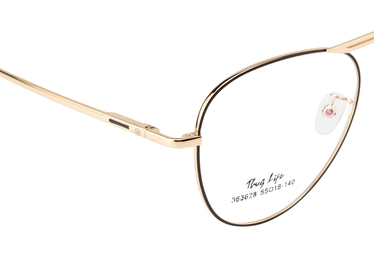 Premium Full Metal Eyewear In Gold With Brown Accents