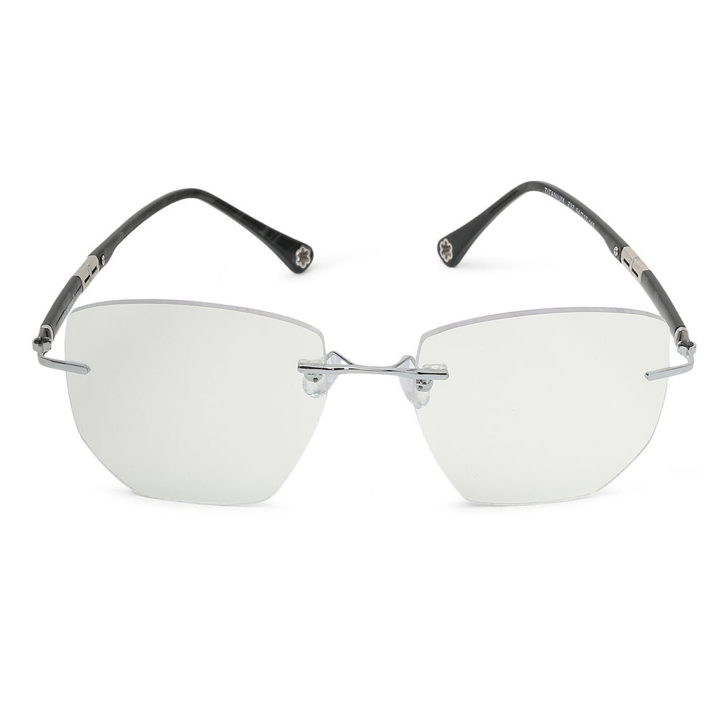 Titanium Rimless Optical Frame – Silver & Black