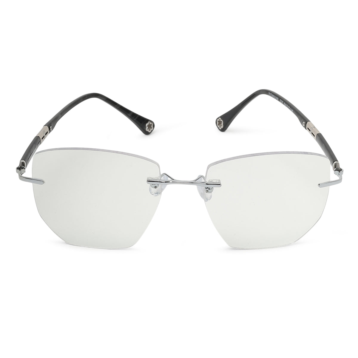 Titanium Rimless Optical Frame – Silver & Black