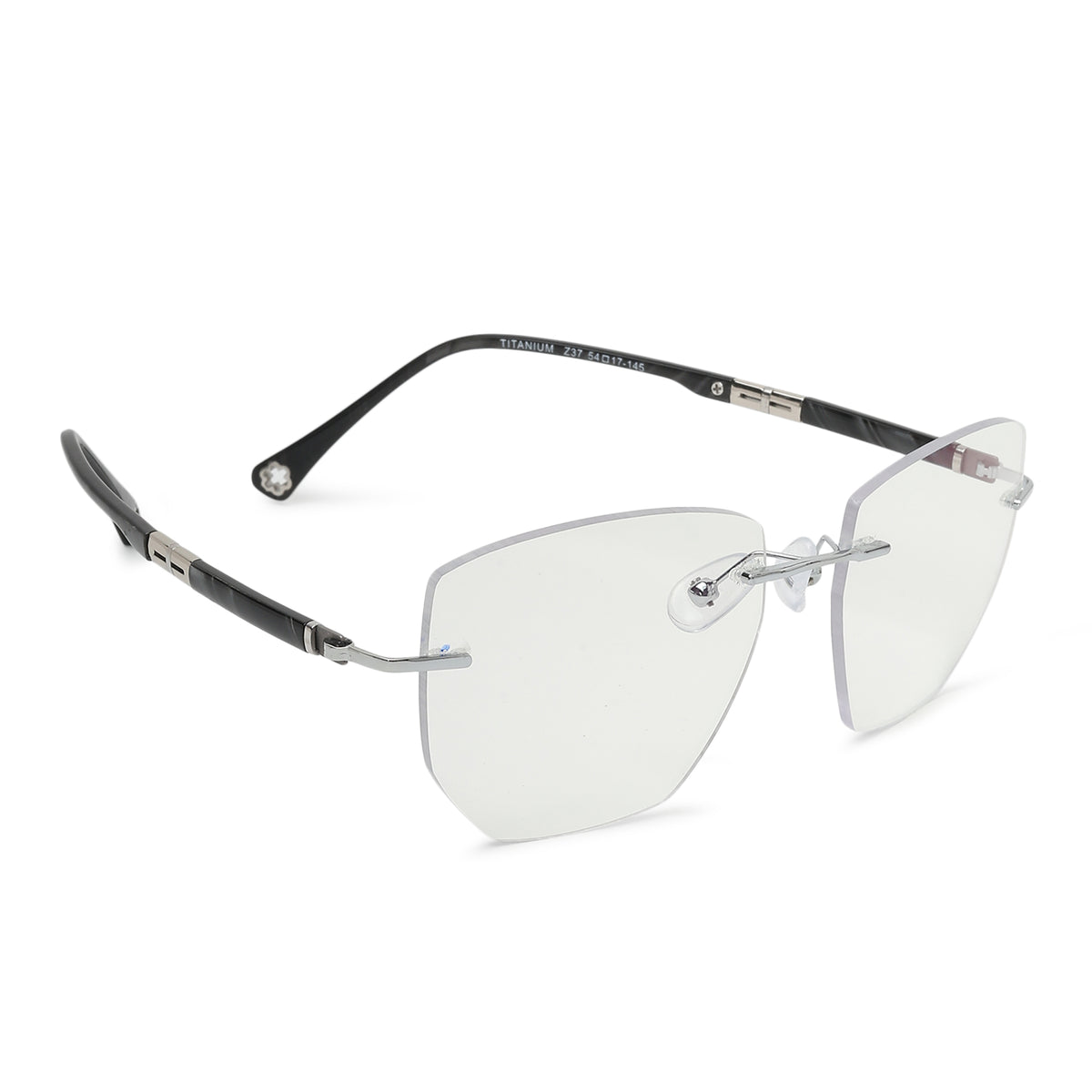 Titanium Rimless Optical Frame – Silver & Black