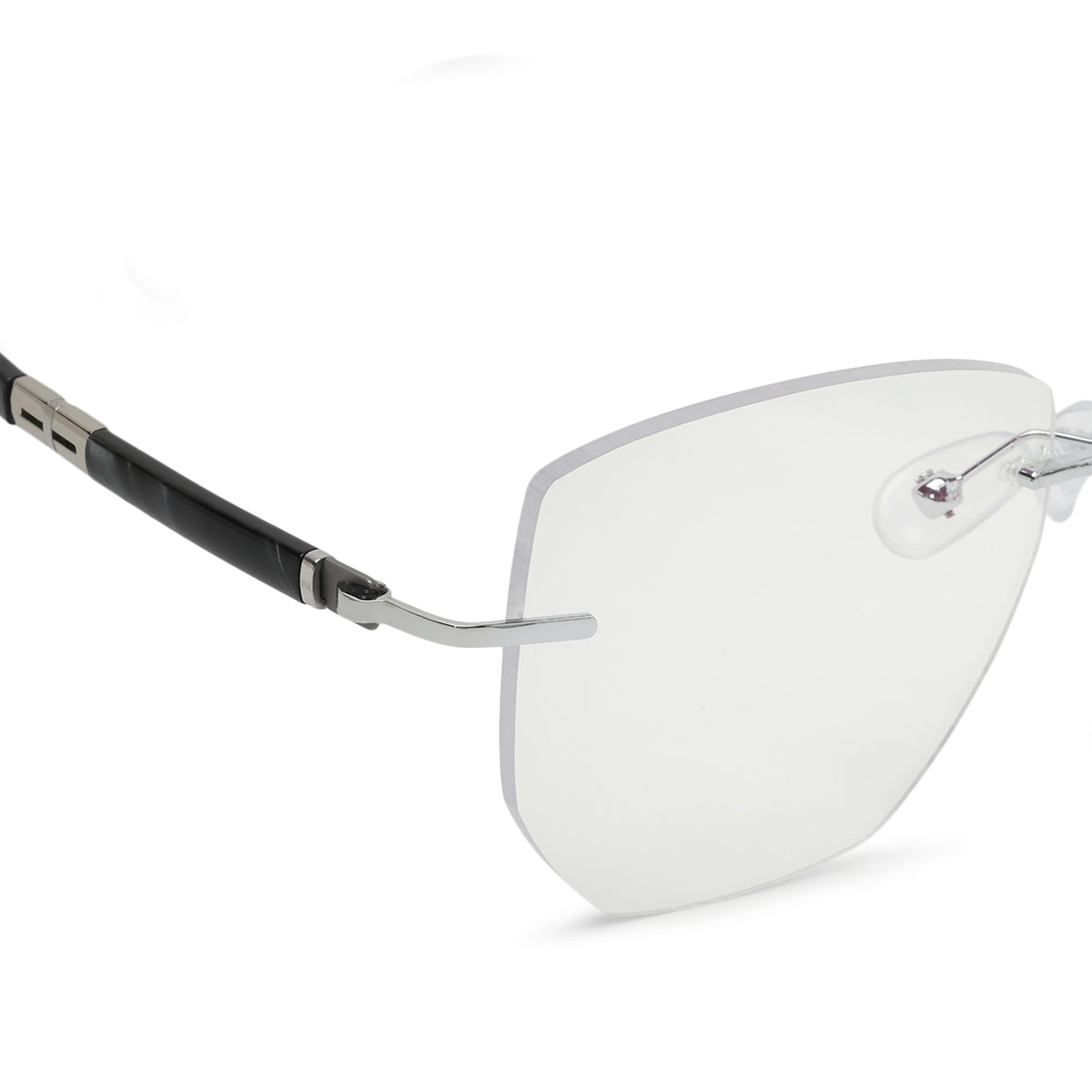 Titanium Rimless Optical Frame – Silver & Black
